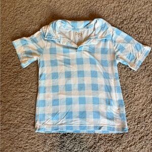 3T Little Sleepies blue white gingham kids polo